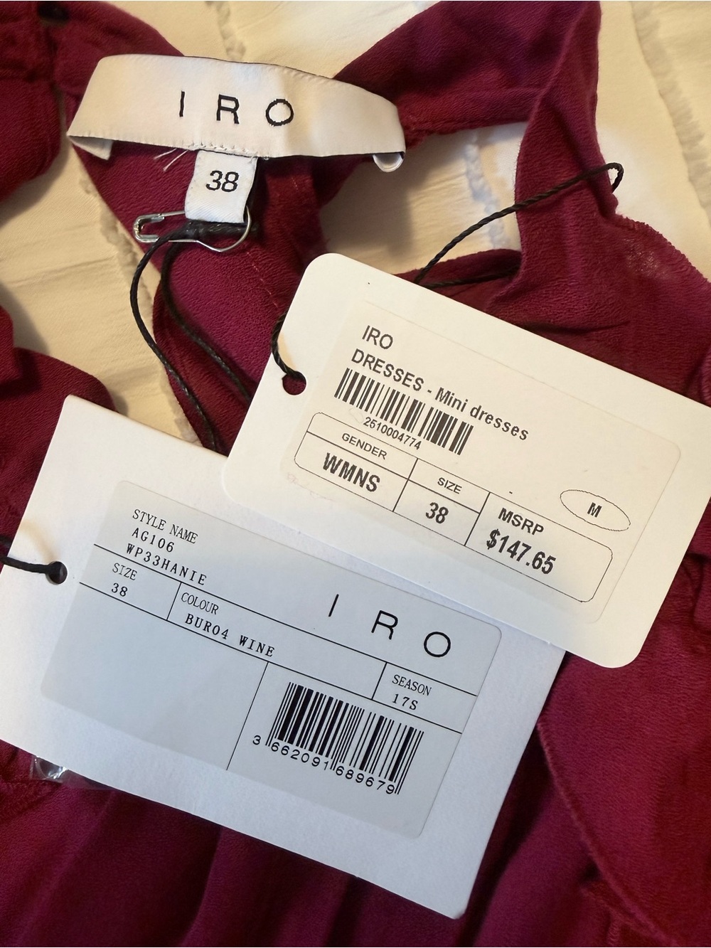 IRO Burgundy Cold-Shoulder Ruffle Keyhole Long-Sleeve Dress - Picture 3 of 4